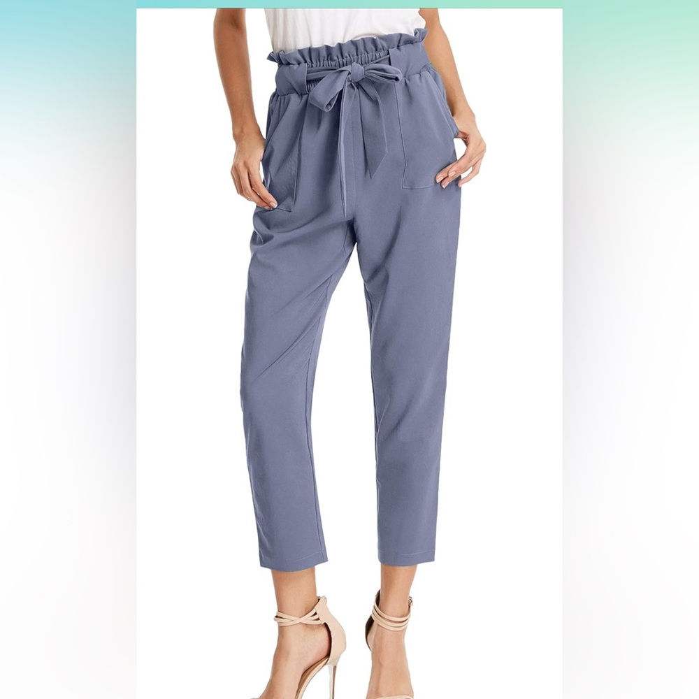 GRACE KARIN Women's Cropped Paper Bag Waist Pants with Pockets